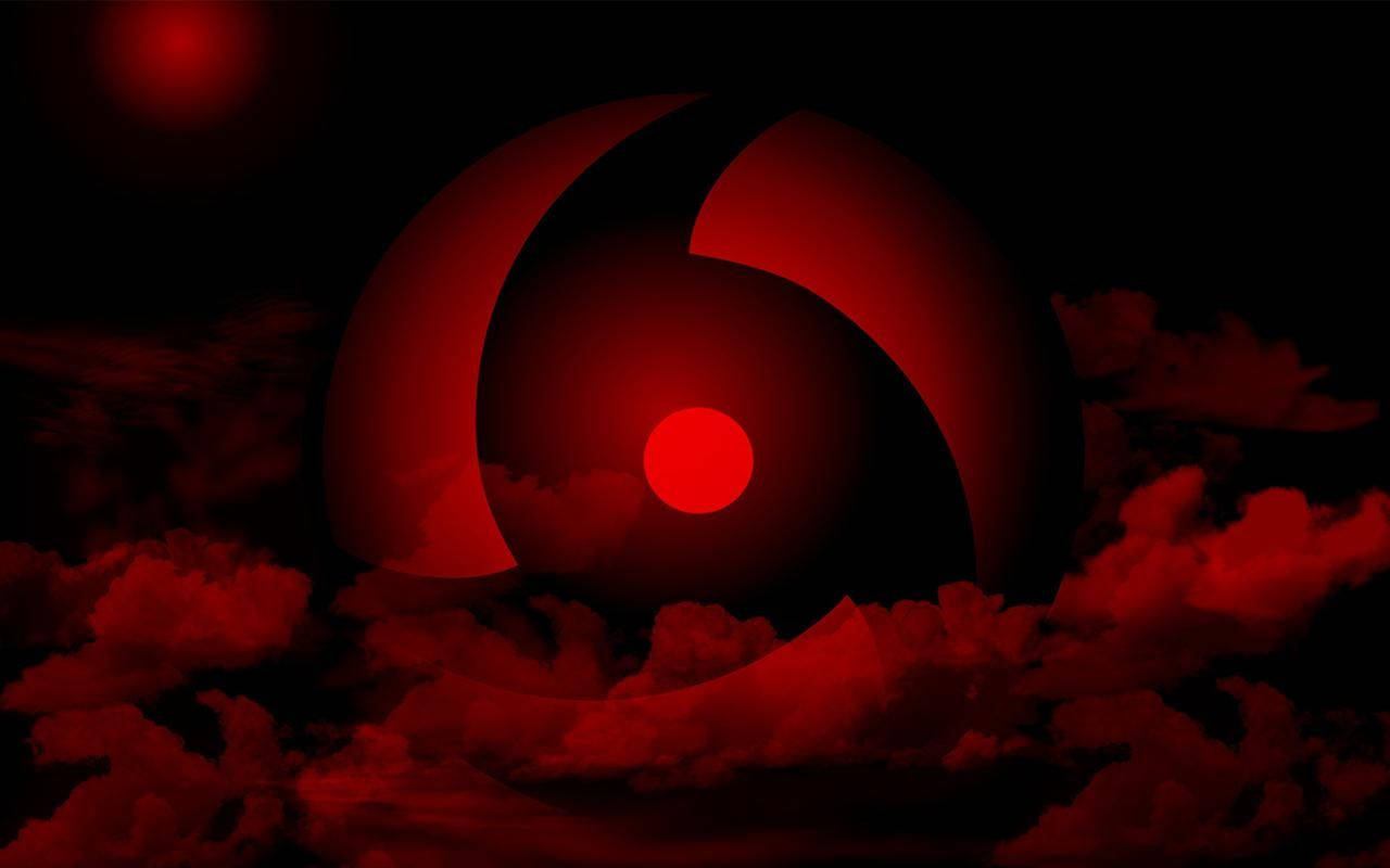 Red Mangekyou Sharingan Moon Wallpaper