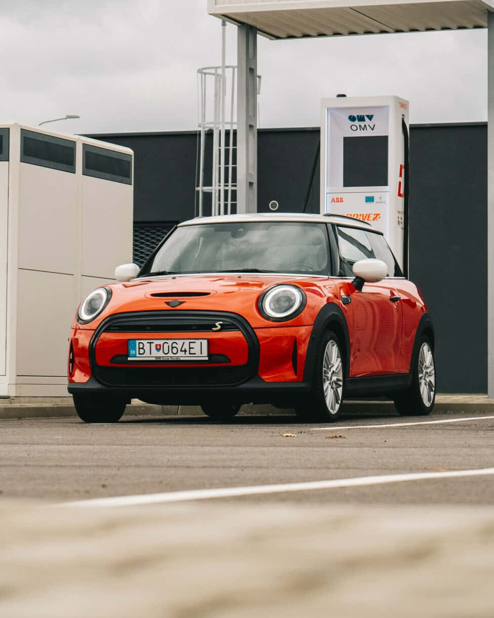 Red Mini Cooper S E Charging Station Wallpaper