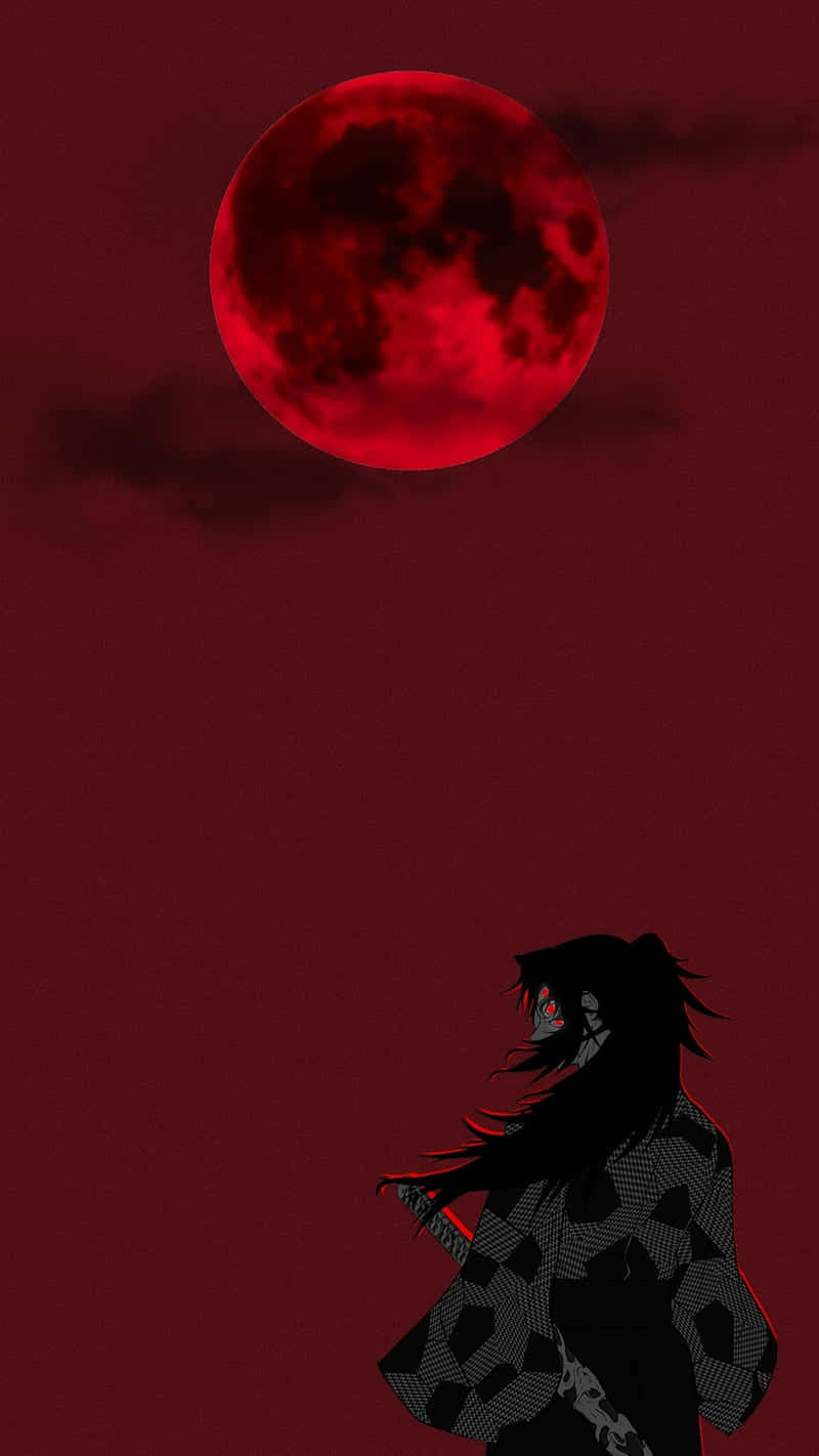 Red Moonand Silhouette Wallpaper