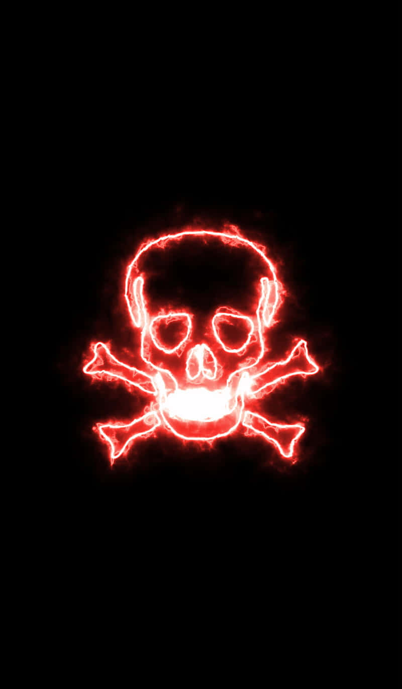 Red Neon Skull Symbol Wallpaper