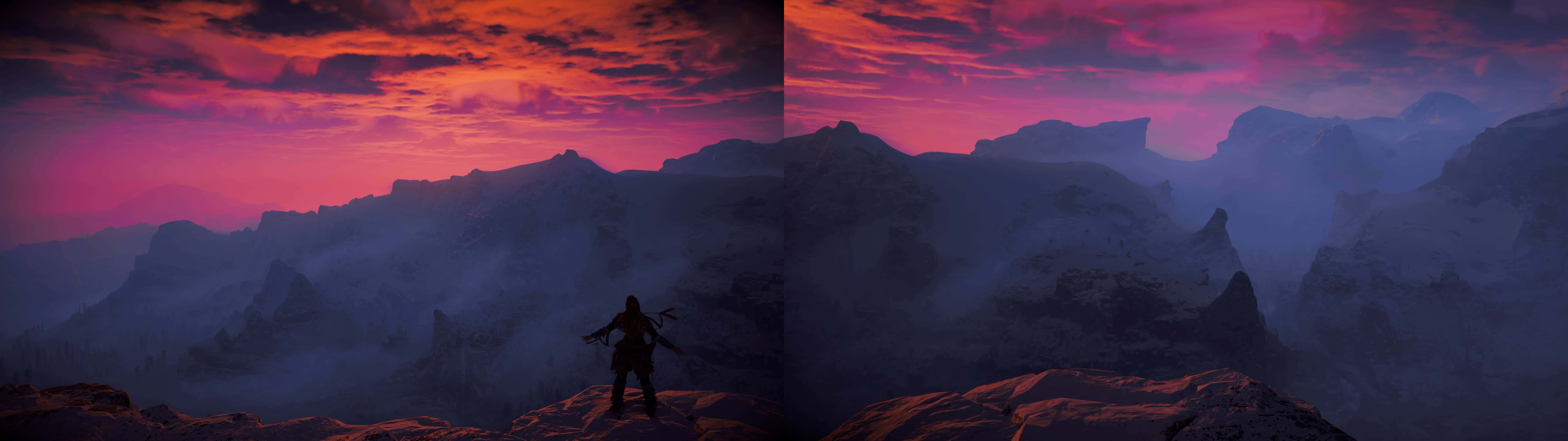 Red Orange Sky Mountain Ultra Hd Dual Monitor - Wallpaper Wallpaper