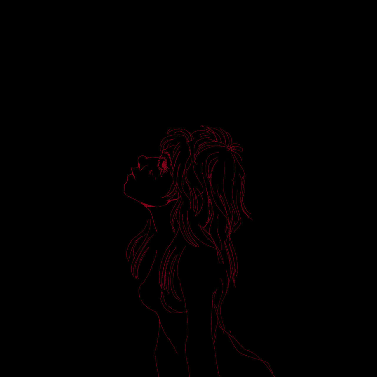 Red Outline Female Silhouette Wallpaper