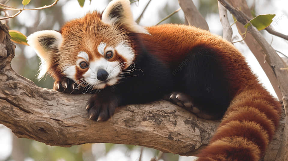 Red Panda Restingon Tree Branch Wallpaper