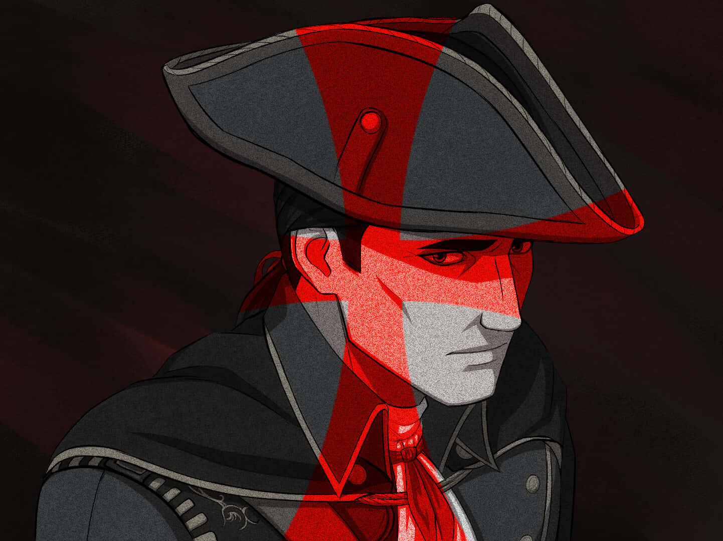 Red Shadowed Colonial Figure Wallpaper