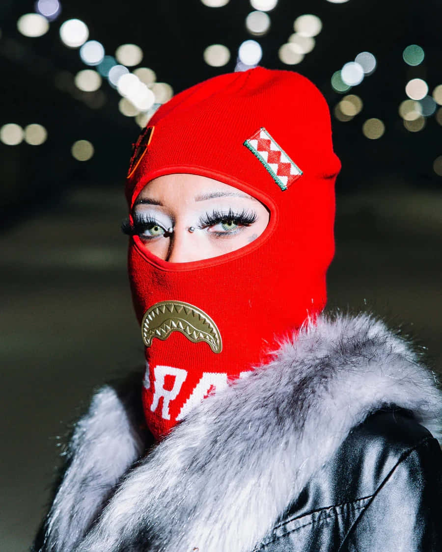 Red Ski Mask Nighttime Aesthetic Wallpaper