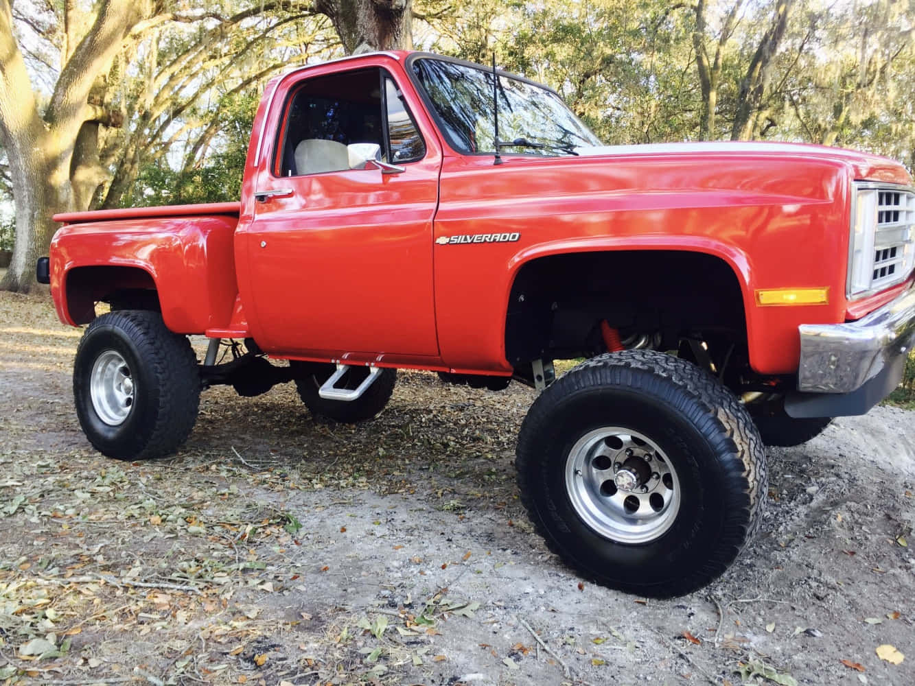 Red Square Body Silverado Truck Wallpaper