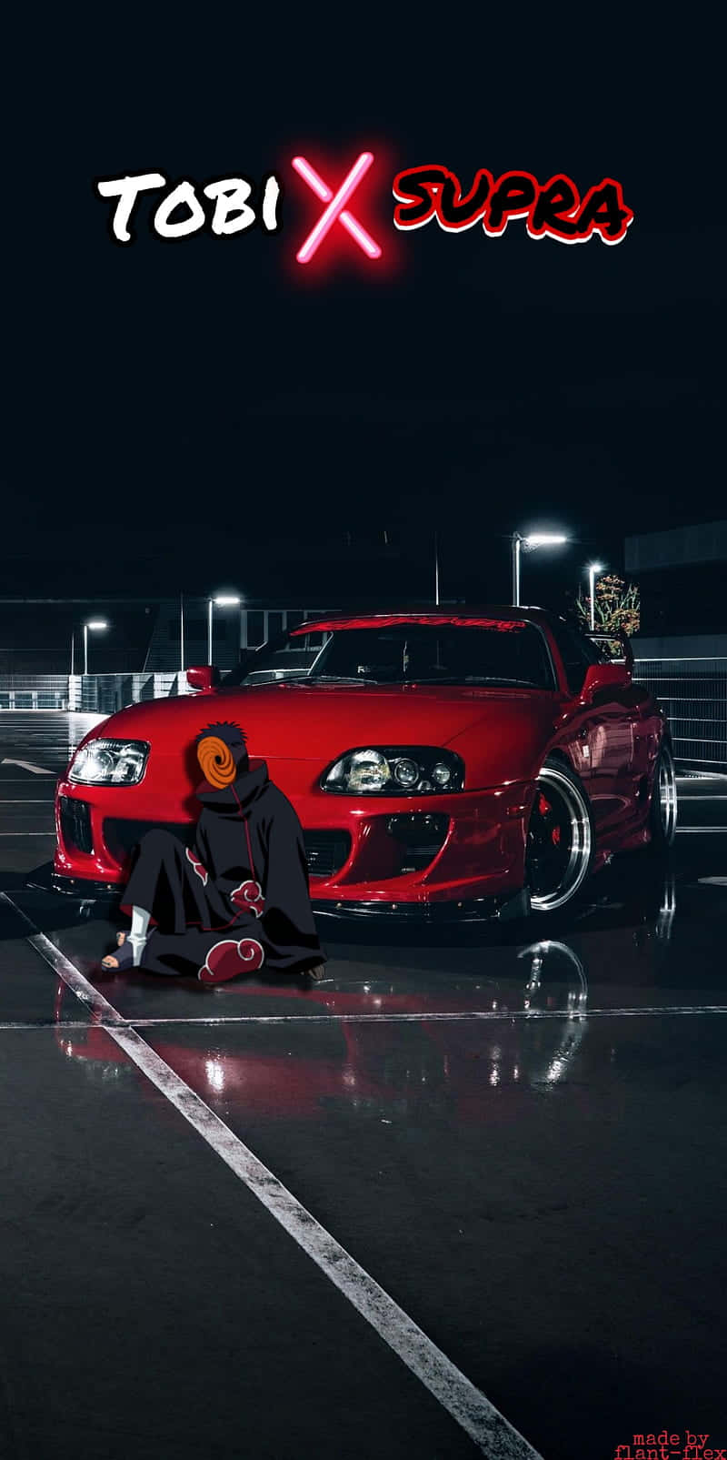 Red Toyota Supra With Tobi Jdm Anime Wallpaper