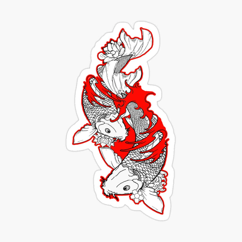 Redand White Koi Fish Illustration Wallpaper