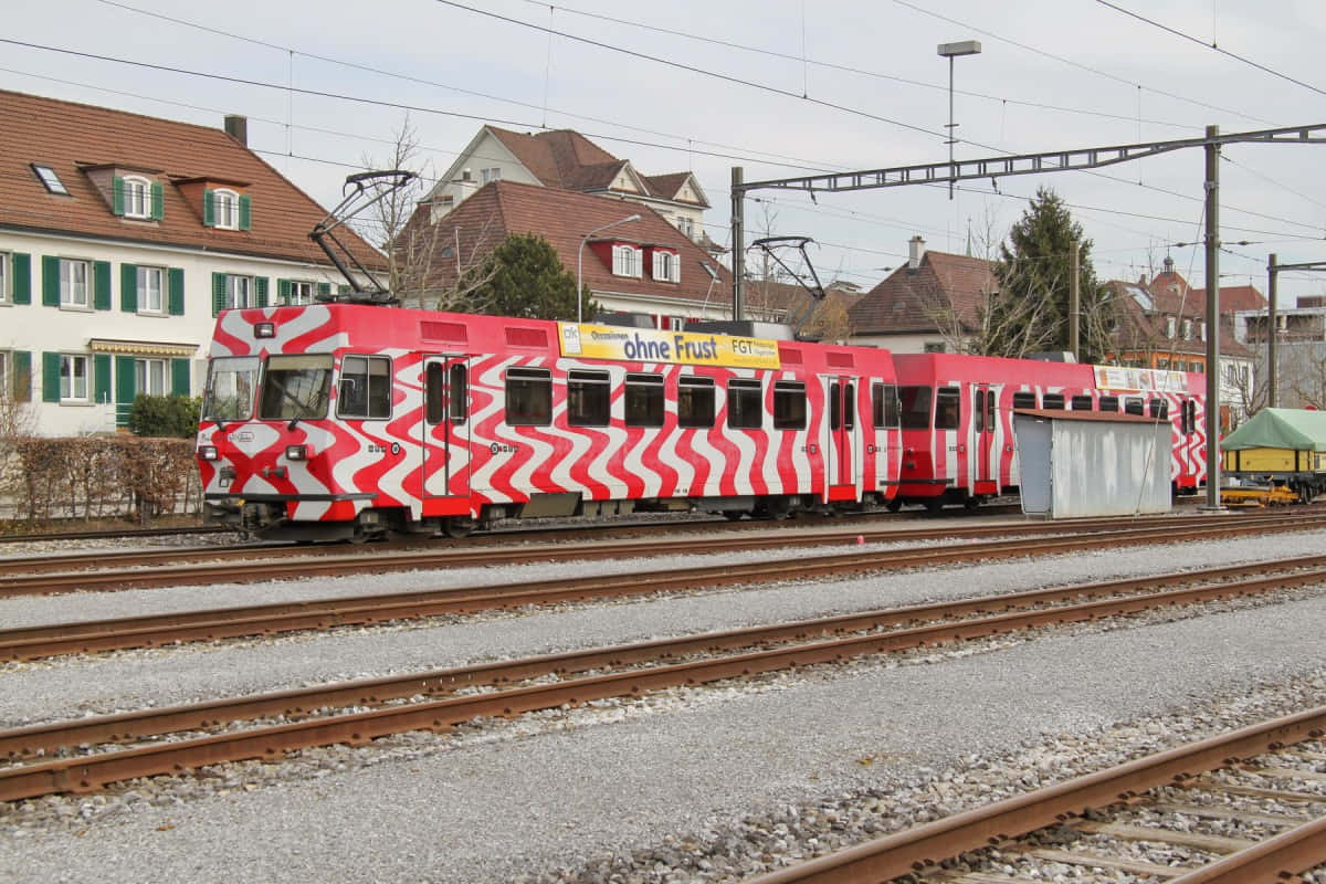 Redand White Train Frauenfeld Railway Wallpaper