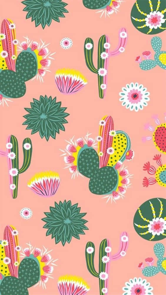 Refresh Your Iphone's Look With This Trendy Cactus Background Wallpaper