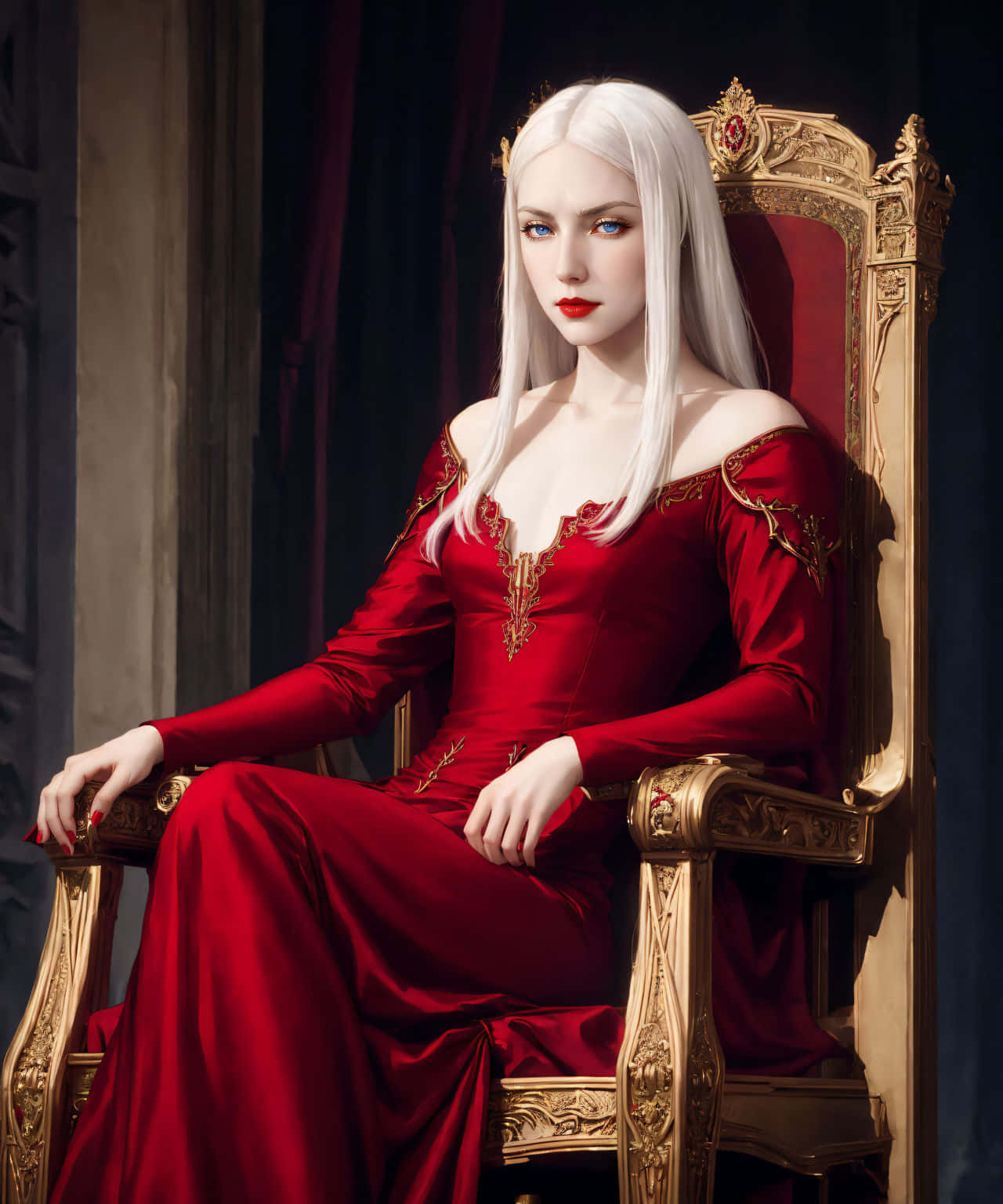 Regal Vampirein Red Dress Wallpaper