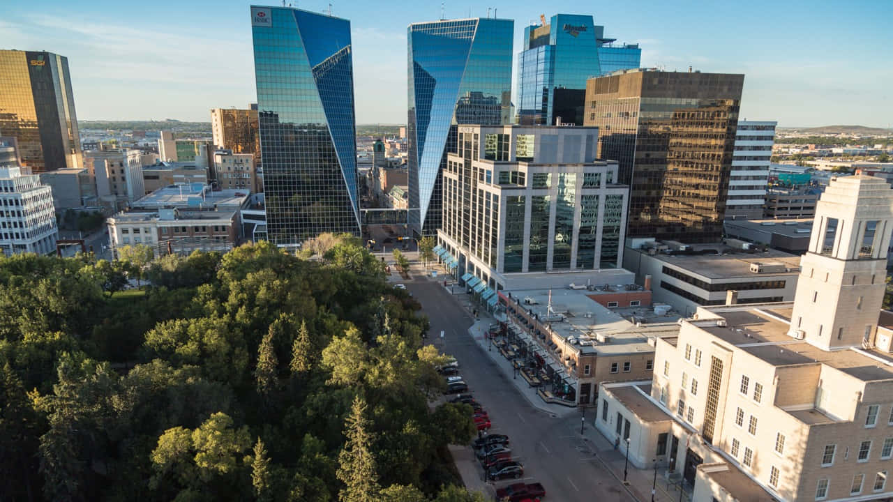 Regina Skyline Downtown Aerial View Wallpaper