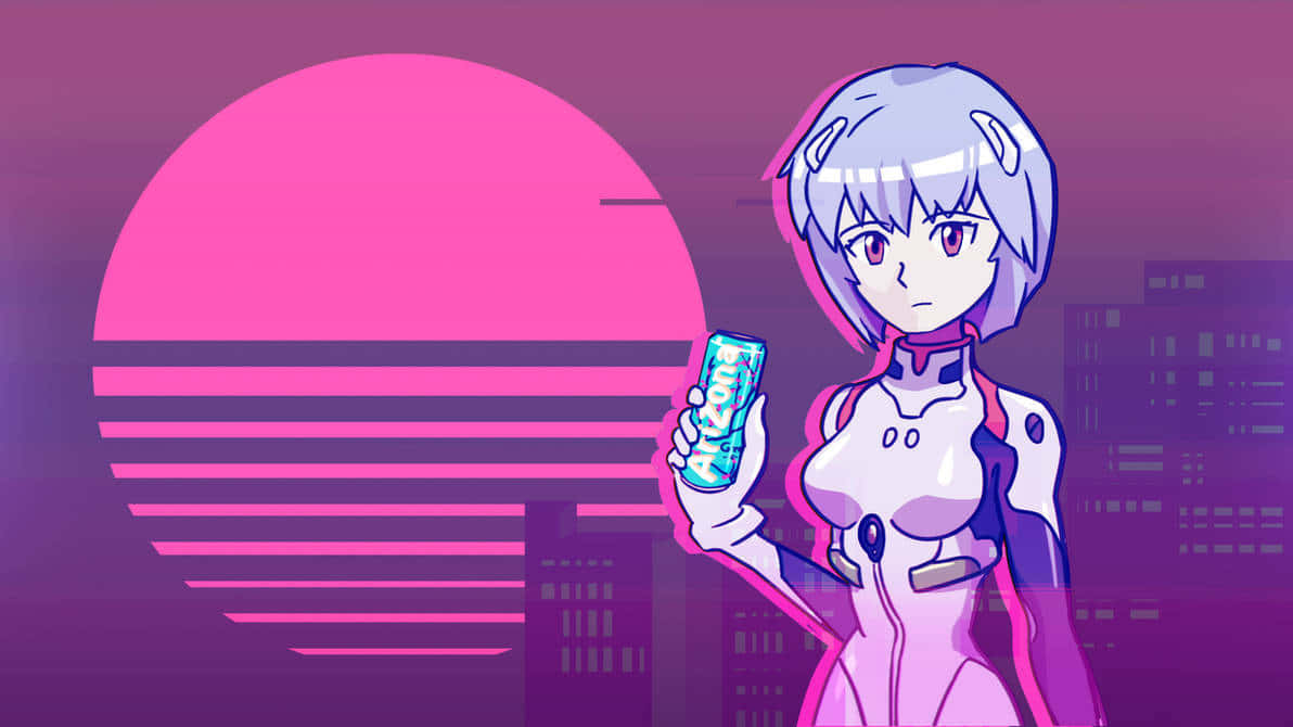 Rei Ayanami Vaporwave Anime Moon Wallpaper