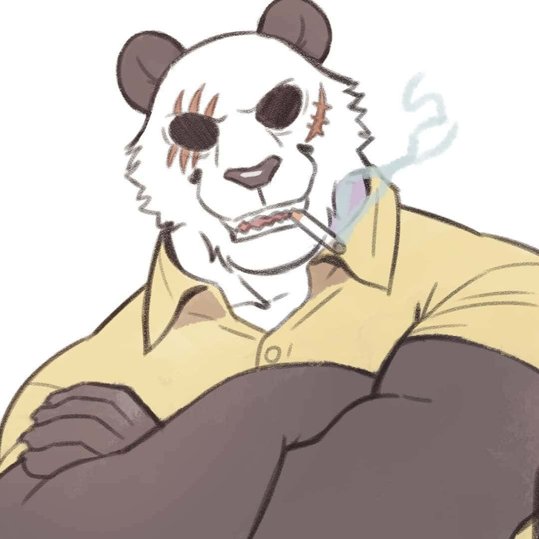 Relaxed Panda Smoking Illustration Wallpaper