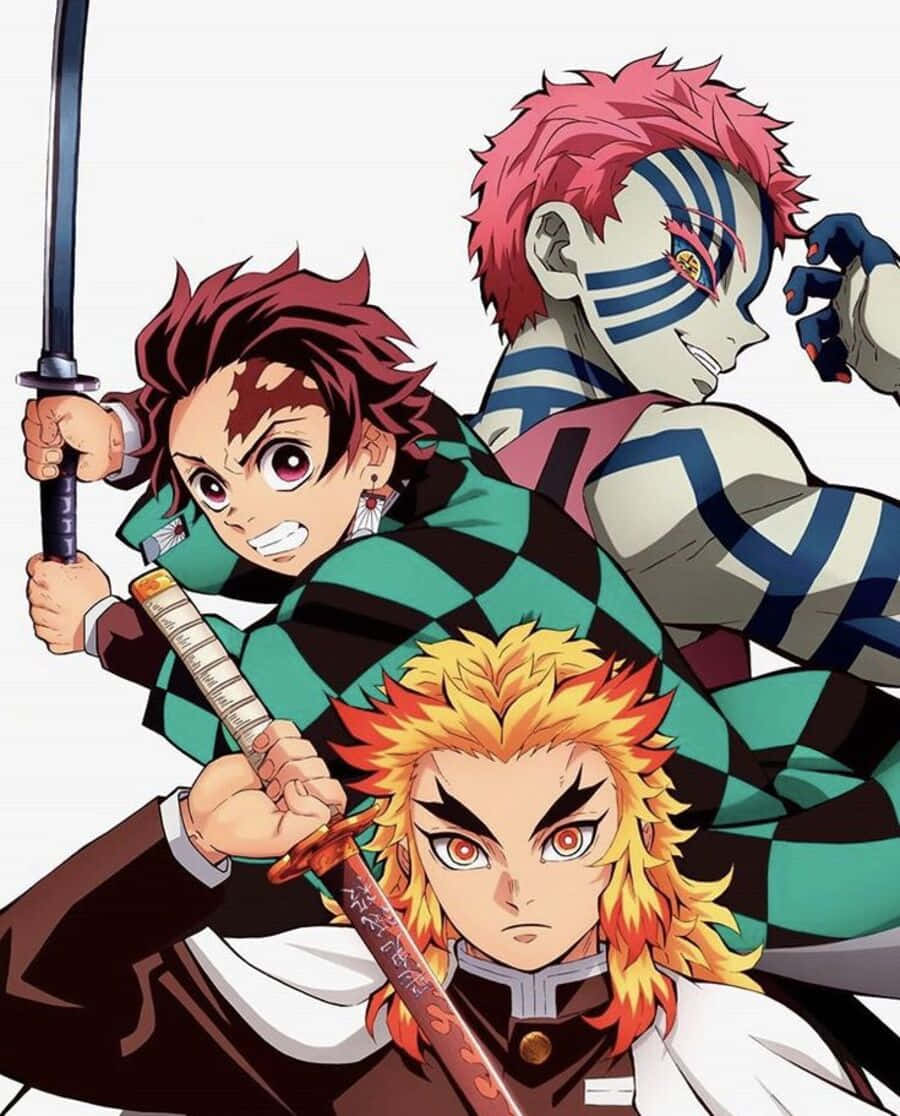 Rengoku And Tanjiro Ready For Battle In Demon Slayer Wallpaper