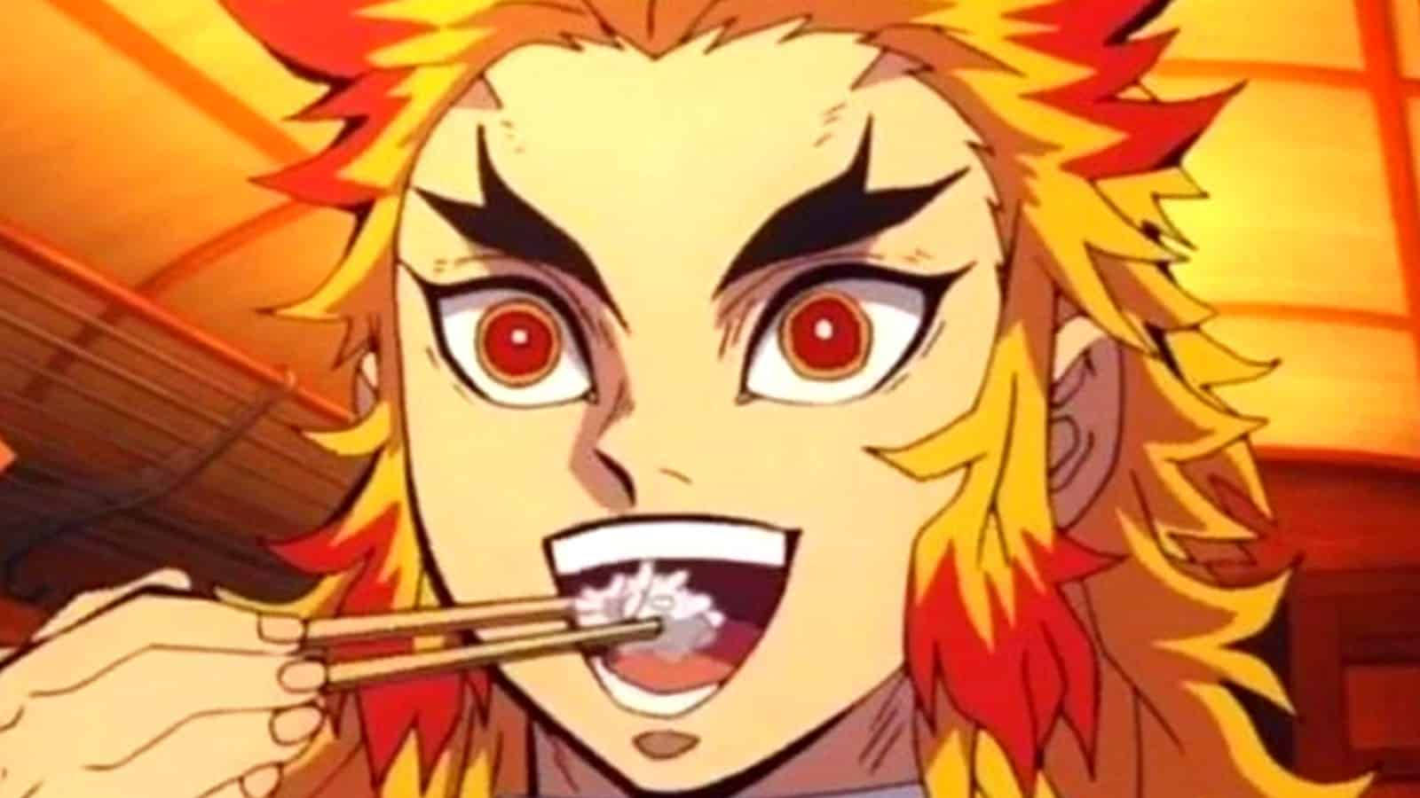 Rengoku Eating Rice Demon Slayer Pfp Wallpaper