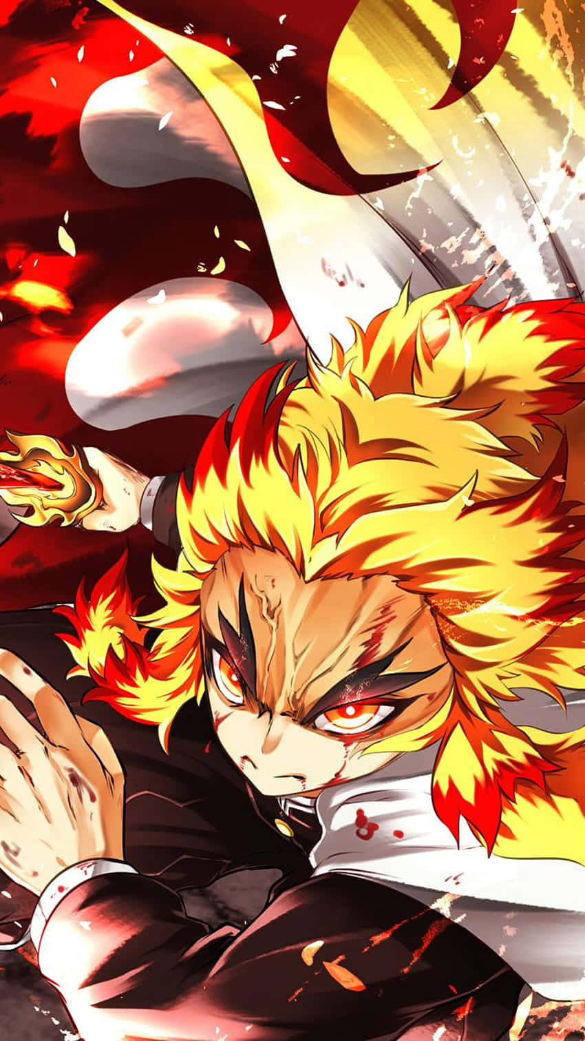 Rengoku_ Flame_ Hashira_ Battle_ Fury Wallpaper