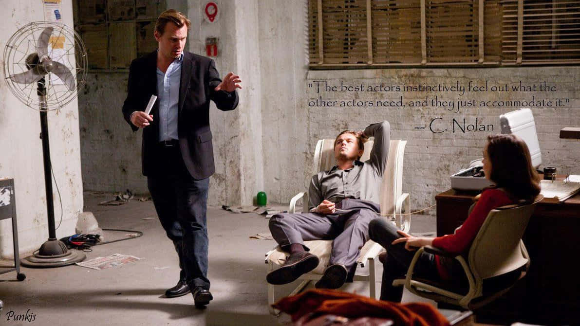 Renowned Filmmaker Christopher Nolan On Set Wallpaper