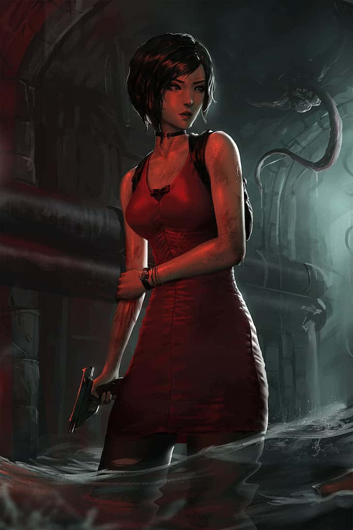 Resident Evil Heroinein Red Dress Wallpaper