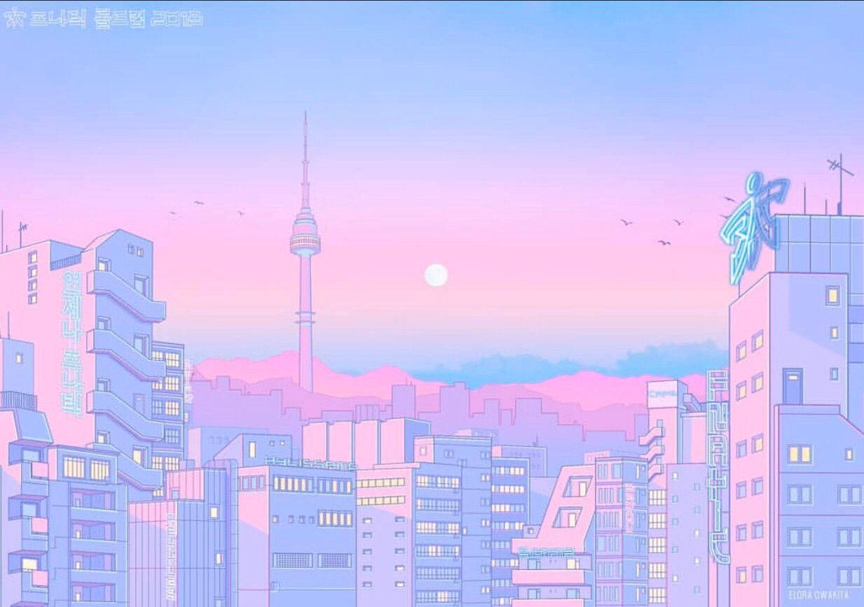 Retro Anime Aesthetic Desktop Wallpaper