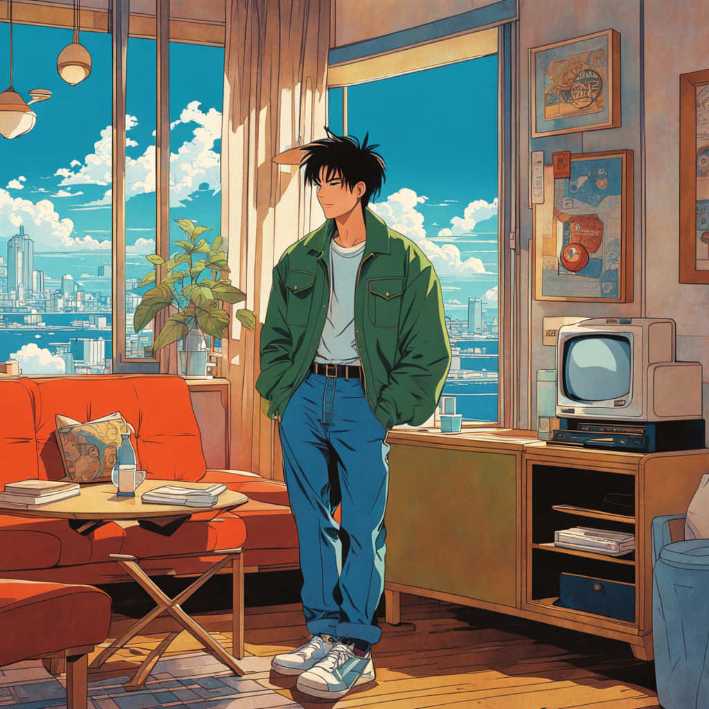 Retro Anime Urban Solitude Wallpaper