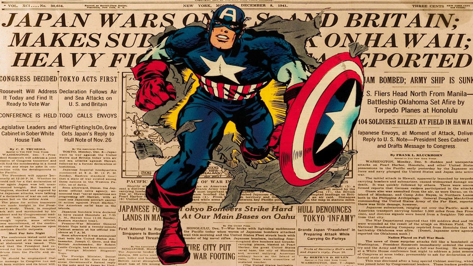 Retro Captain America, Ready To Stand And Fight Wallpaper