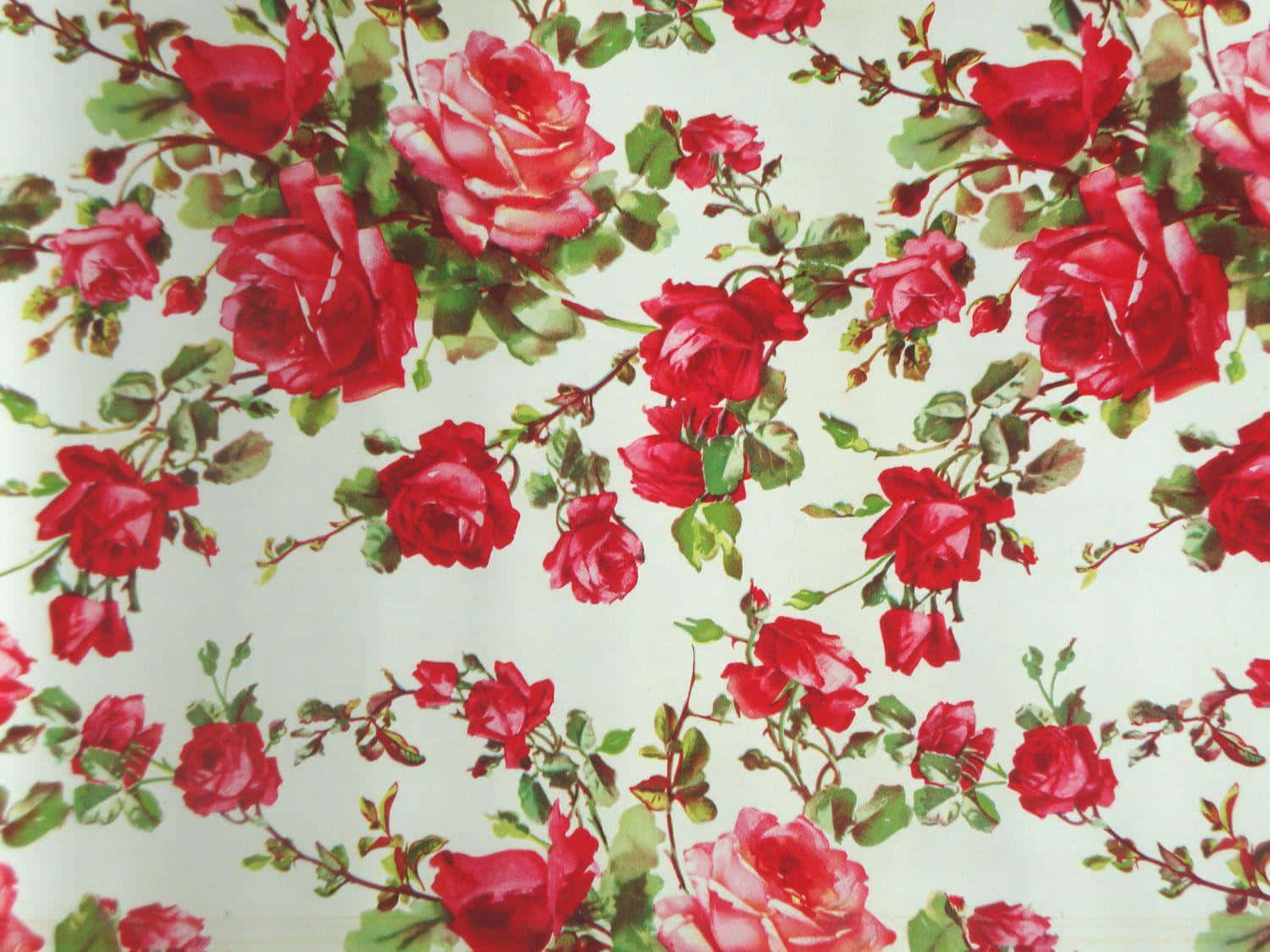 Retro Floral Pattern Roses Wallpaper