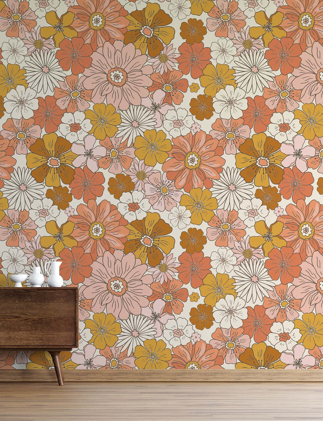 Retro Floral Wallpaper Interior Wallpaper