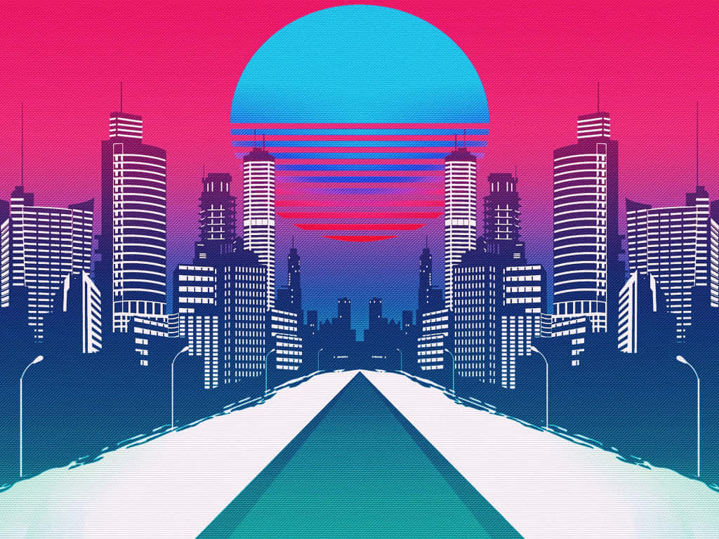 Retro Futuristic Cityscape Art Wallpaper