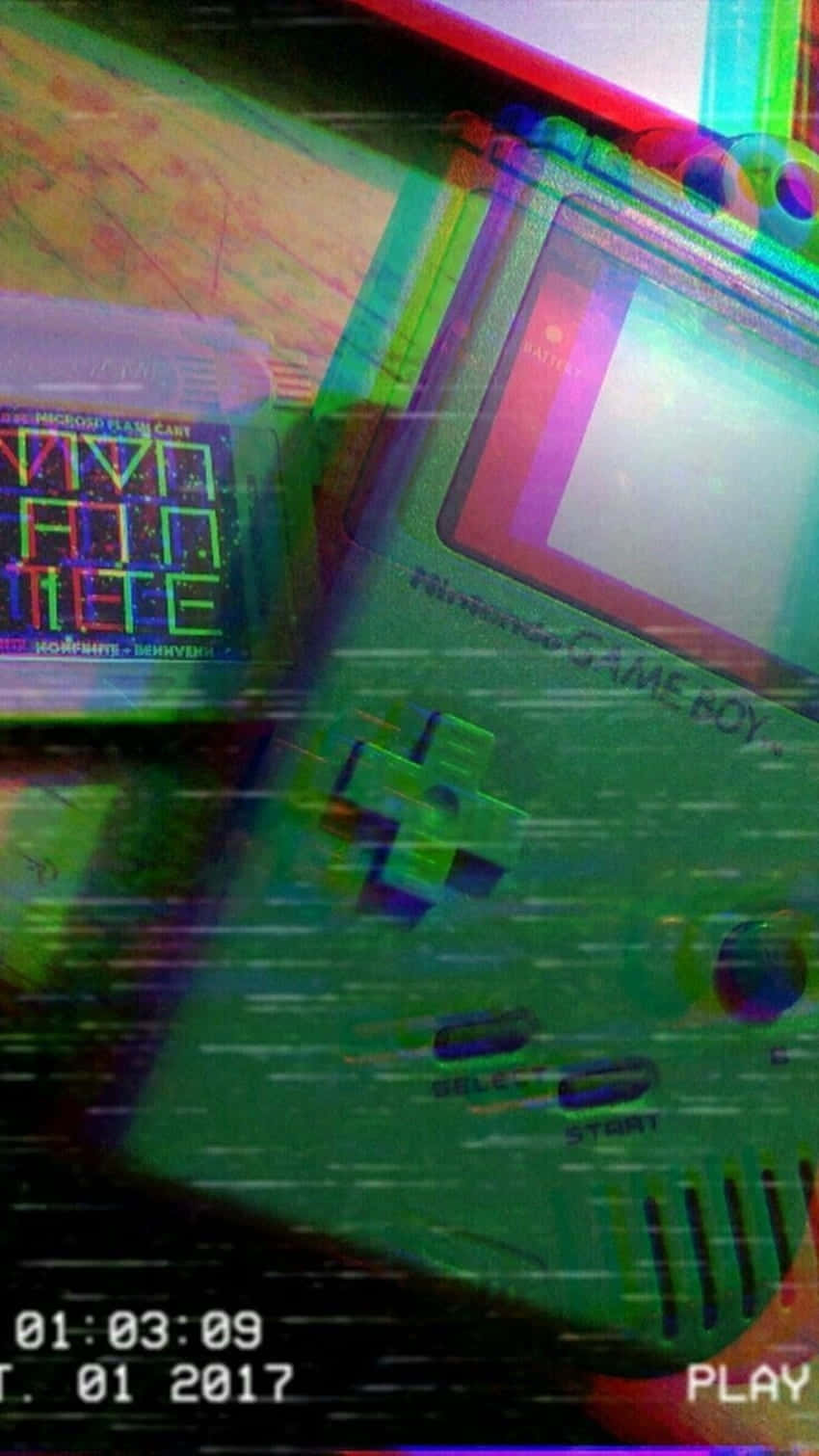 Retro_ Gameboy_ Glitch_ Art Wallpaper