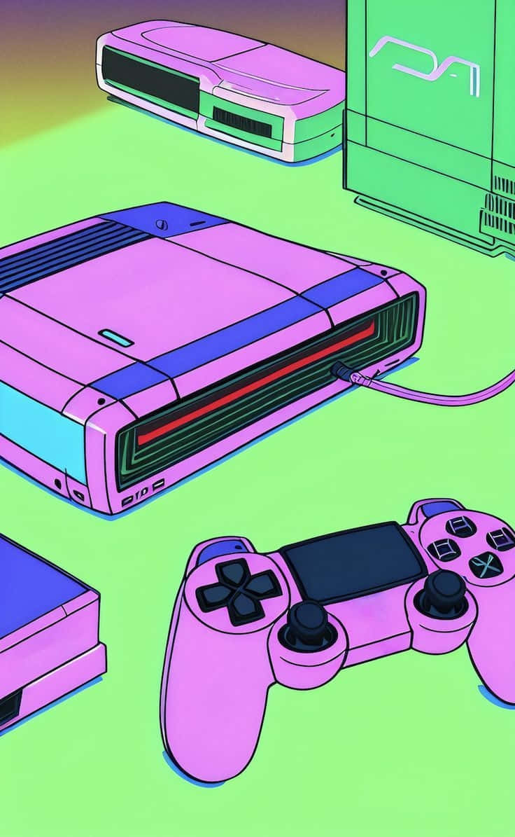 Retro Gaming Consoles Illustration Wallpaper