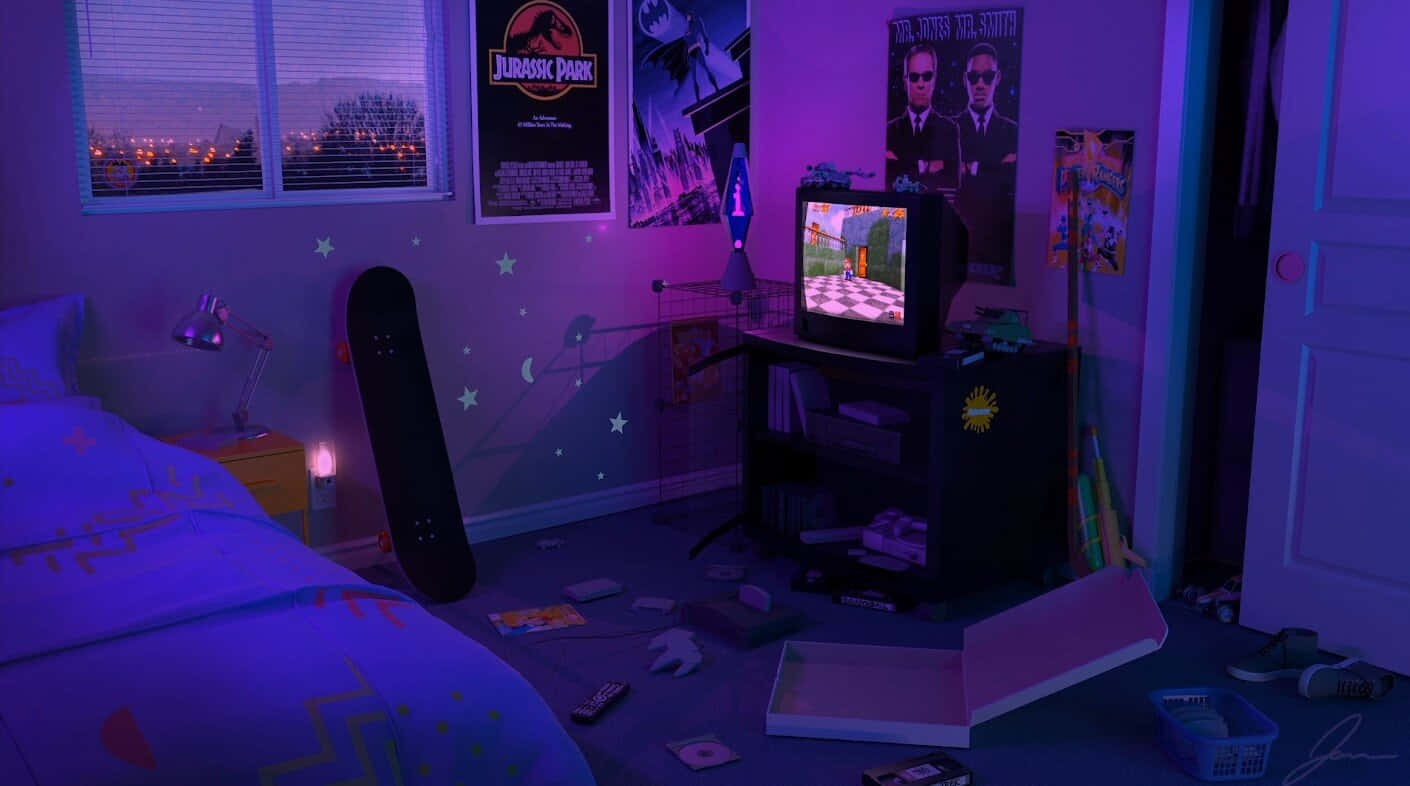 Retro_ Gaming_ Haven_at_ Dusk Wallpaper