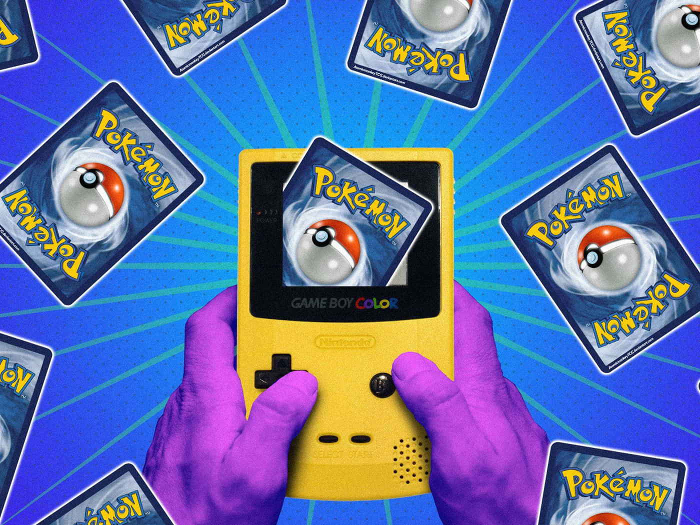 Retro Pokemon Gameboy Colorand Cards Wallpaper