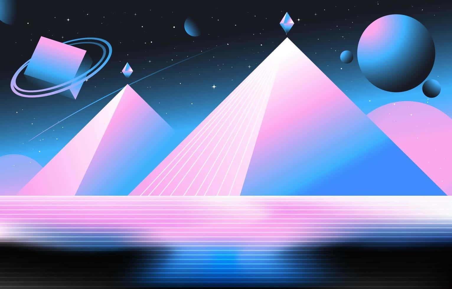 Retro Pyramid Of The Moon Wallpaper