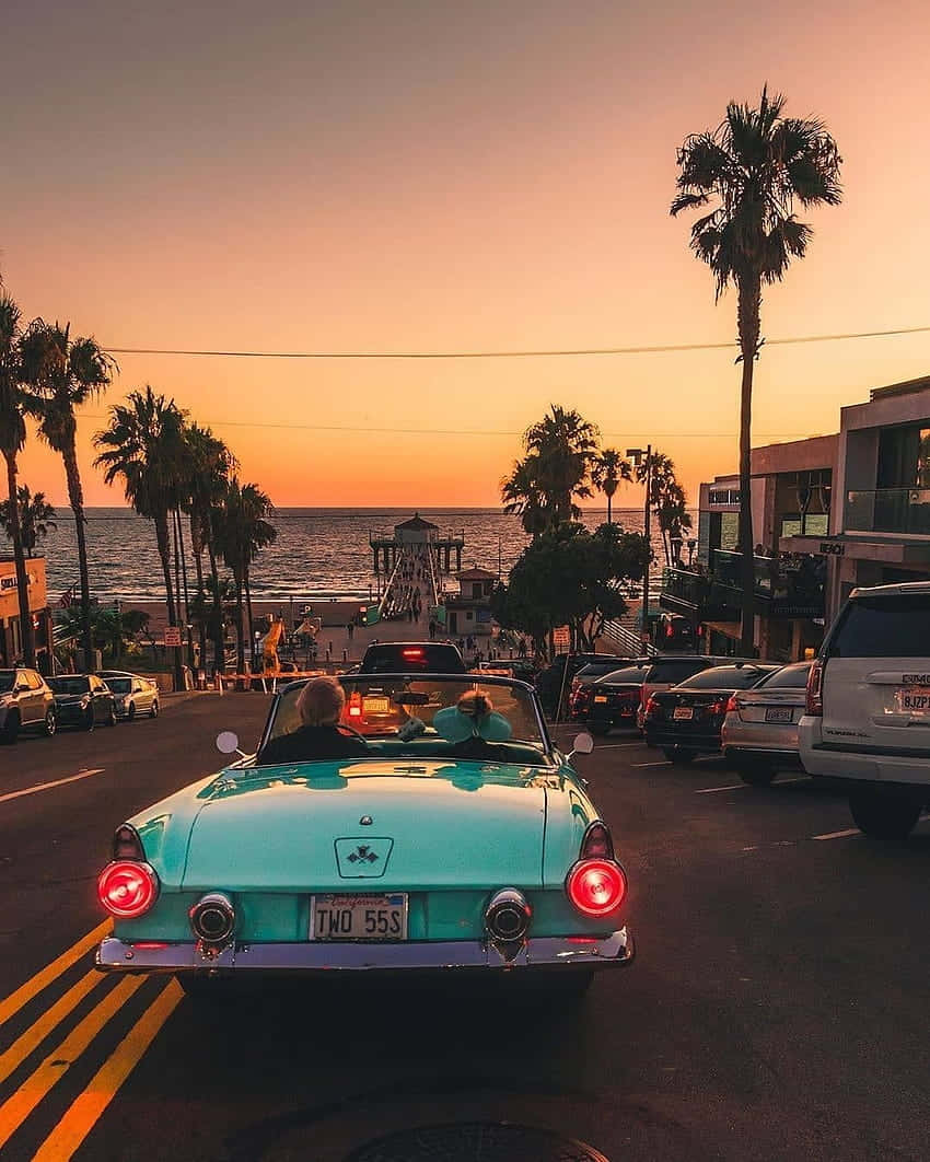 Retro Summer Sunset Drive.jpg Wallpaper