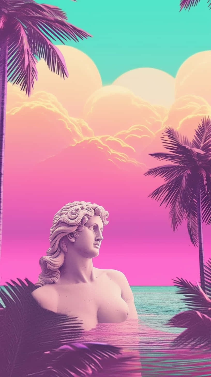 Retro Summer Vaporwave Statue Wallpaper