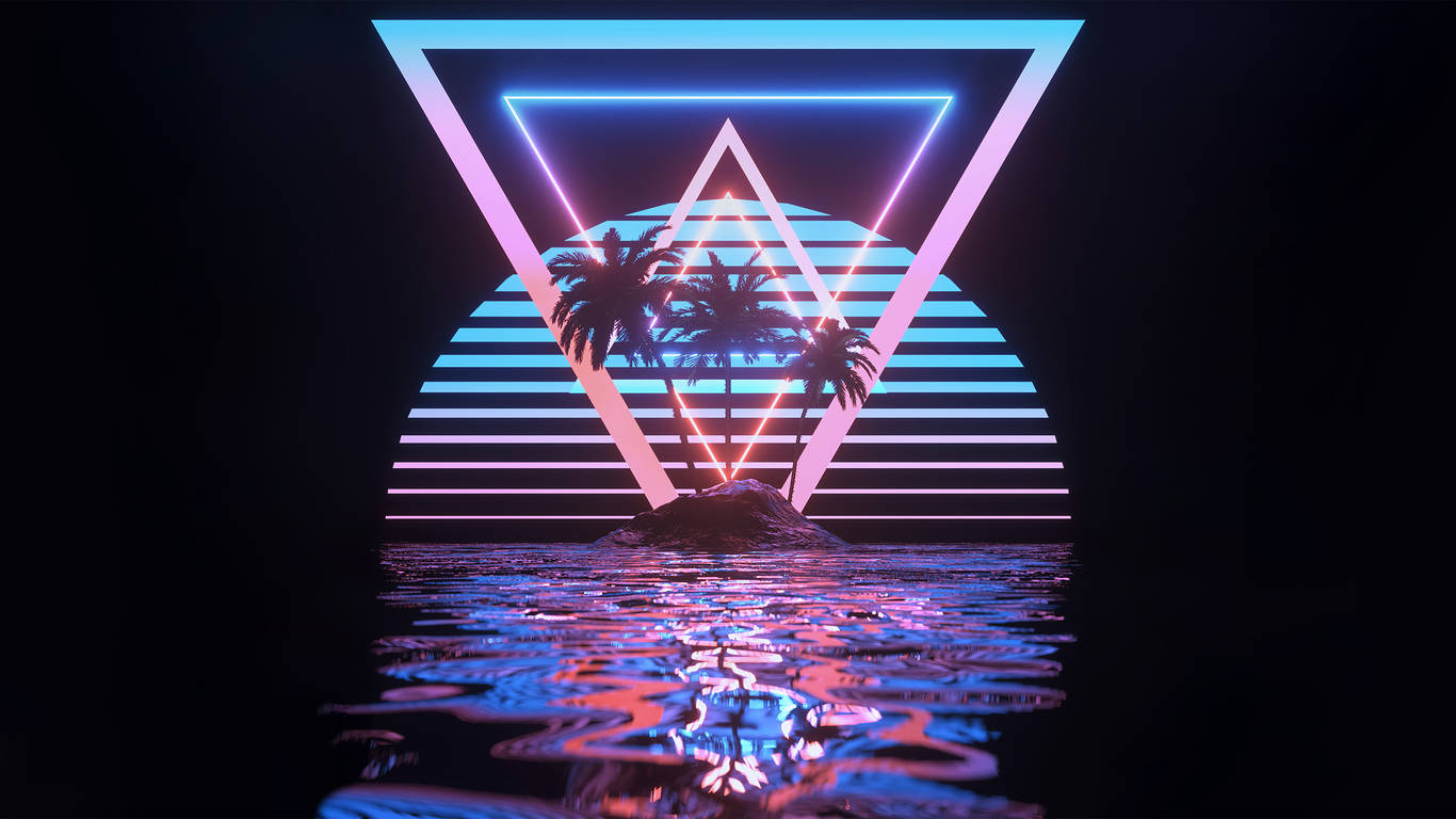 Retro Tropical Paradise Vibe Wallpaper