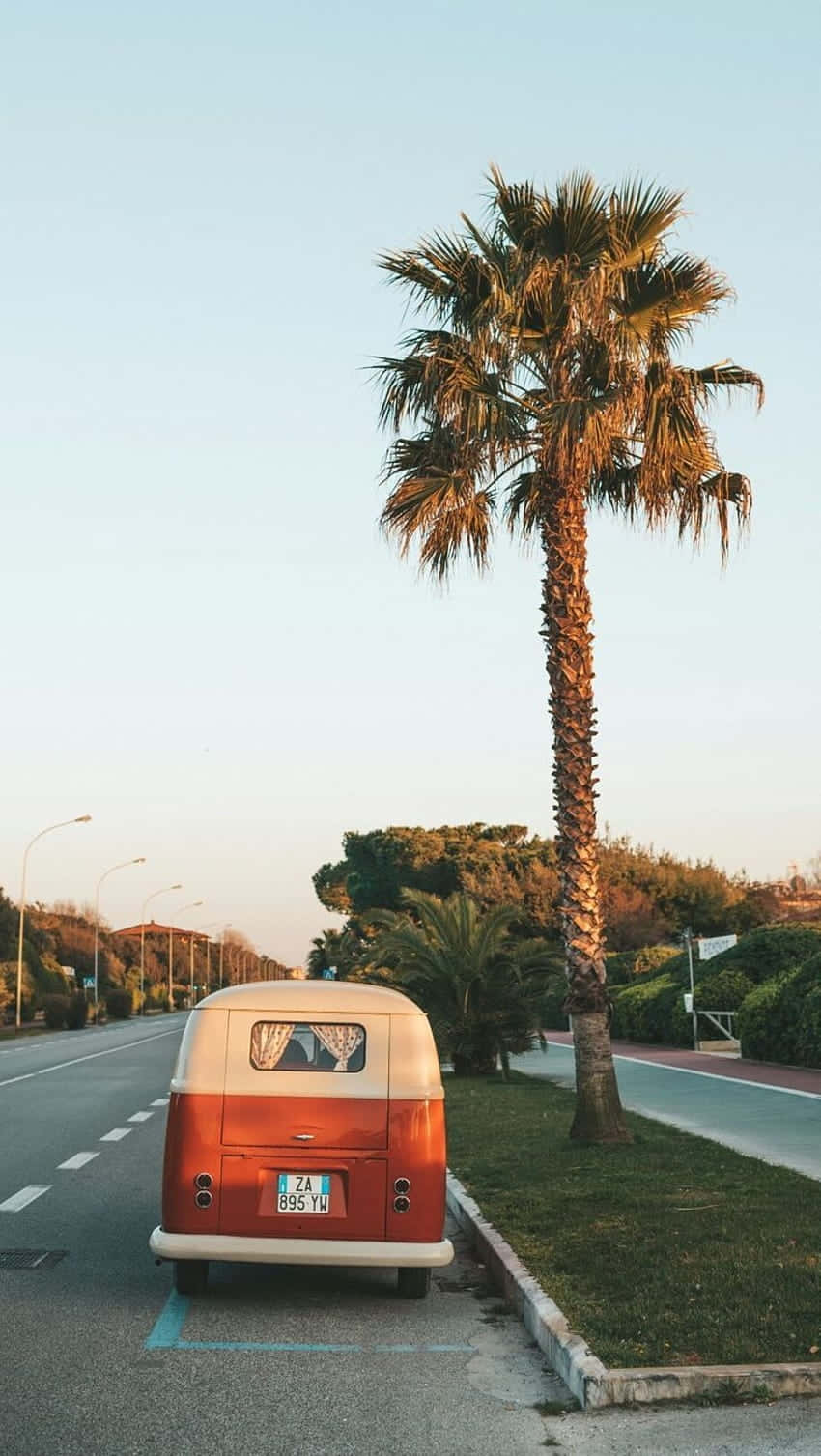 Retro Van Sunset Palm Tree Wallpaper