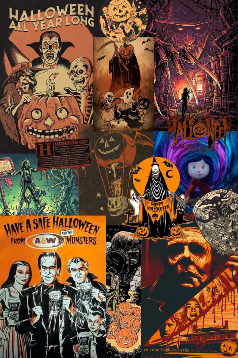 Retro Vintage Halloween Collage Wallpaper