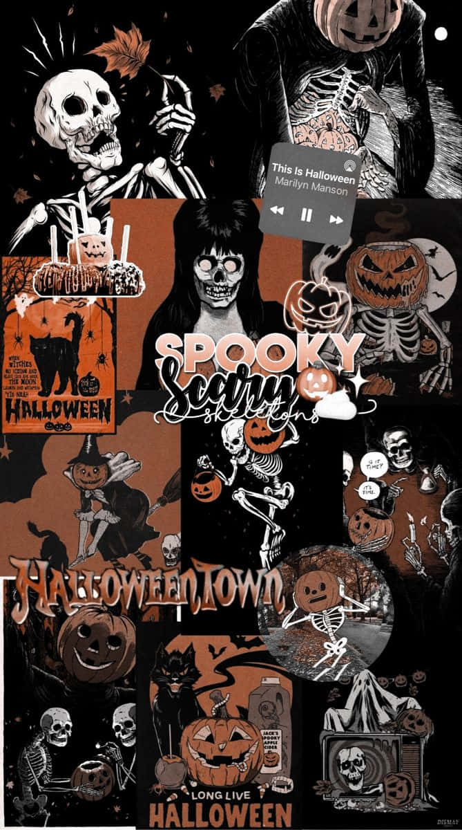 Retro Vintage Halloween Collage Wallpaper