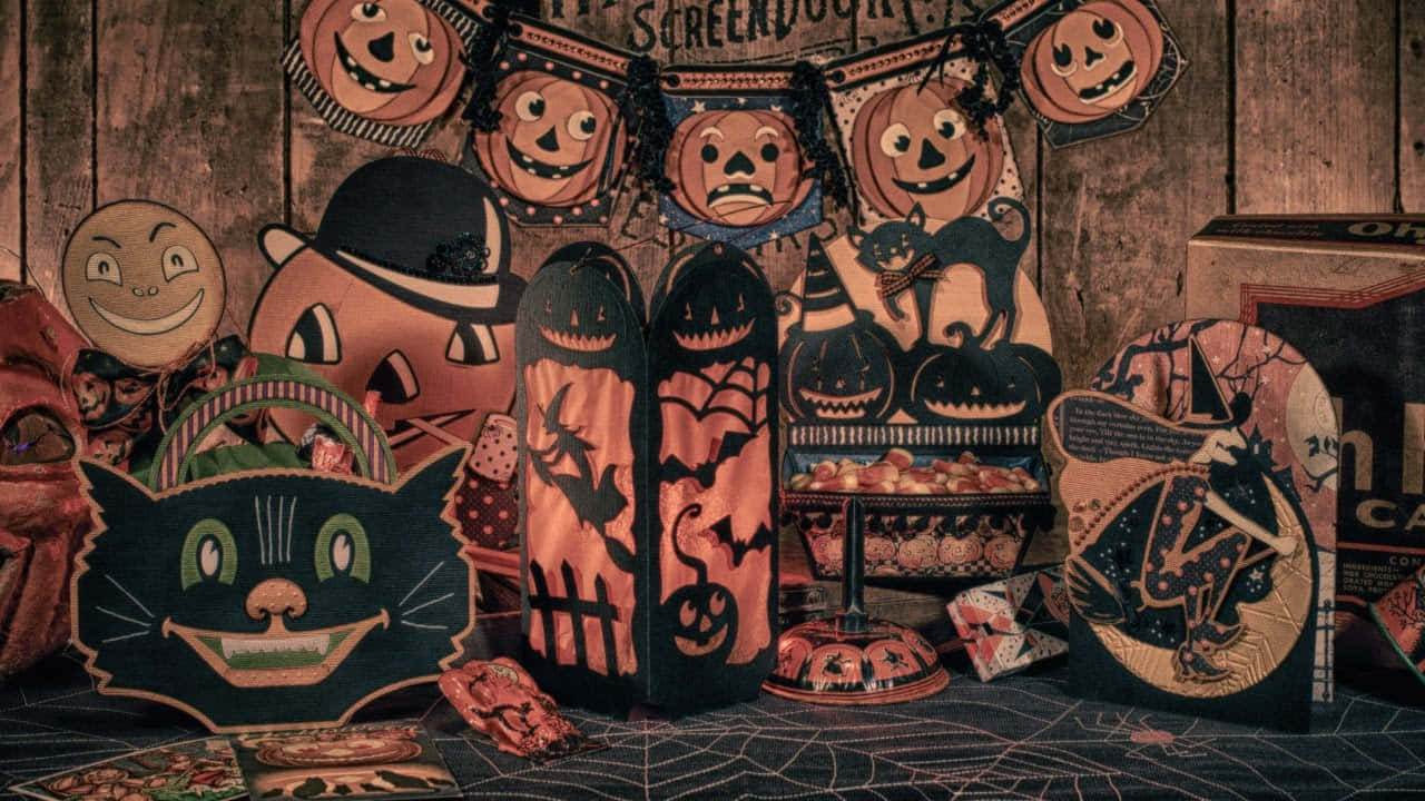 Retro Vintage Halloween Decorations Wallpaper