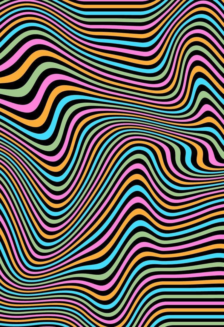 Retro Wavy Lines Pattern Wallpaper