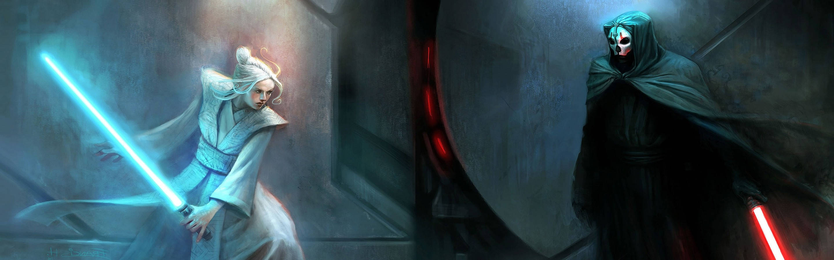 Revan Vs. Exiles: A Battle Of Light & Shadow Wallpaper