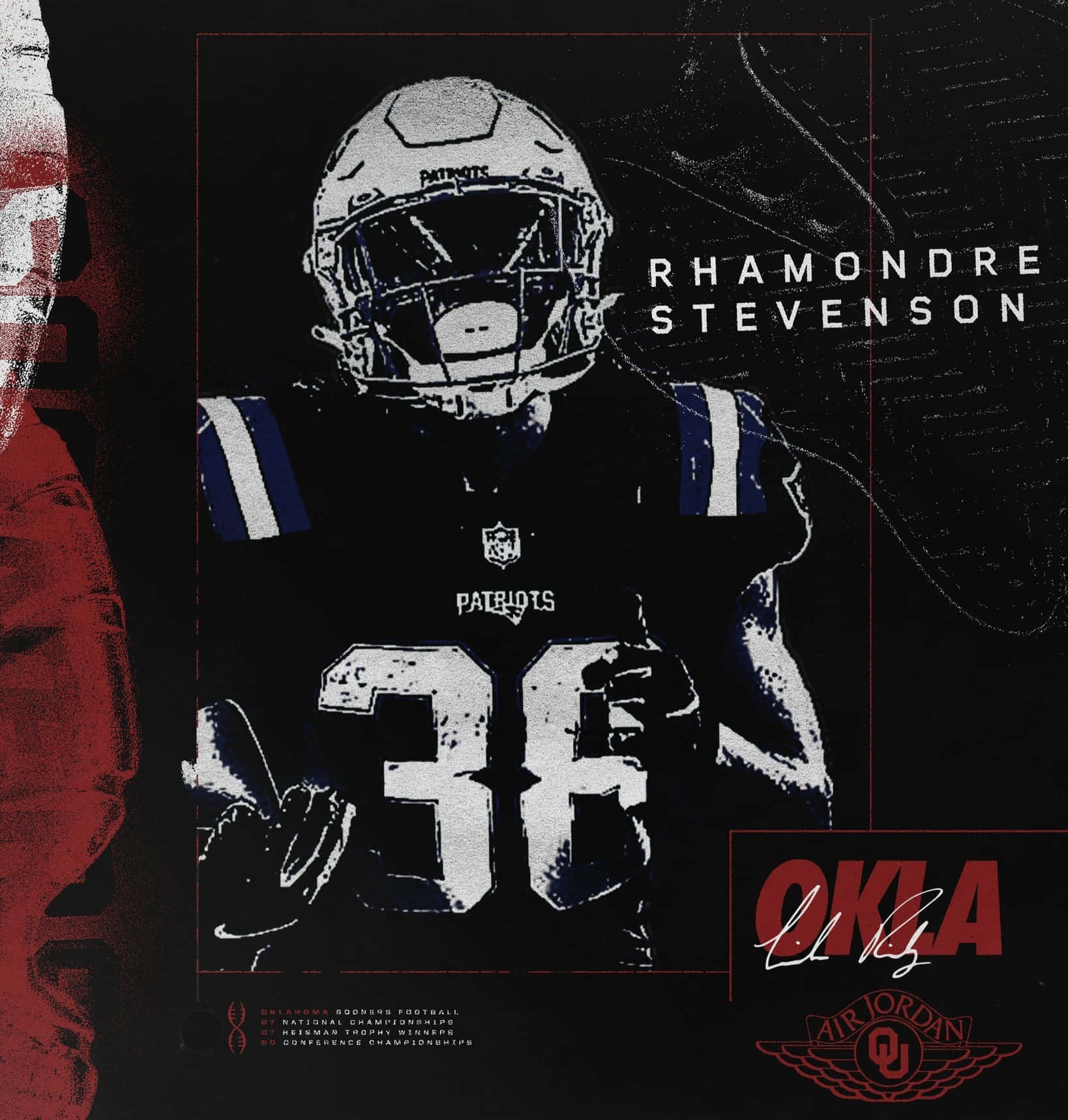 Rhamondre Stevenson Patriots Graphic Wallpaper