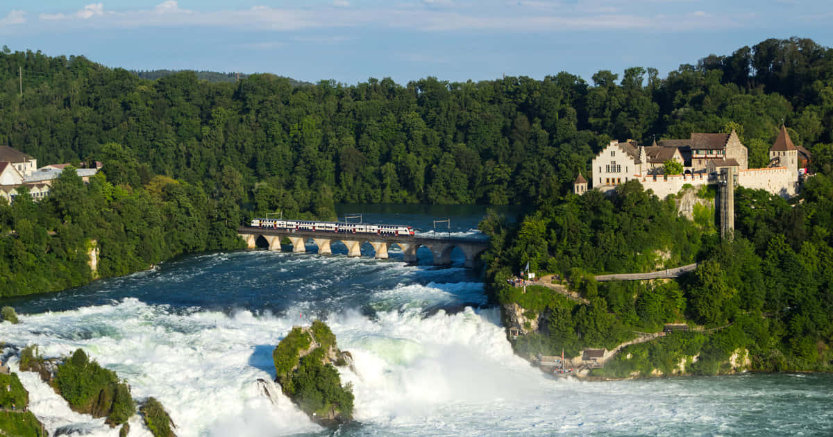 Rhine Falls Train Crossing_ Schaffhausen Wallpaper