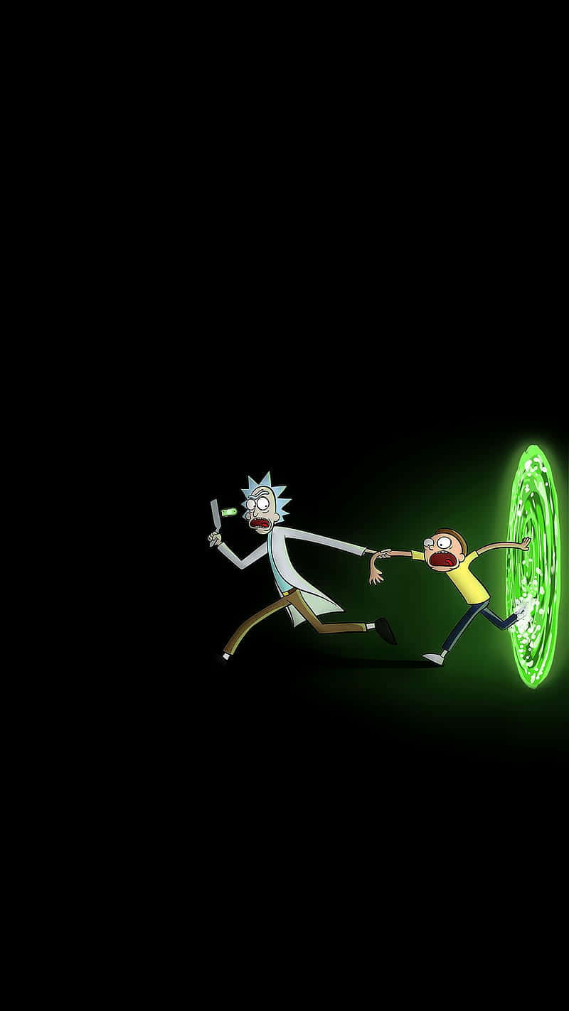 Rick And Morty Are Travel Through A Portal Into A New World Wallpaper