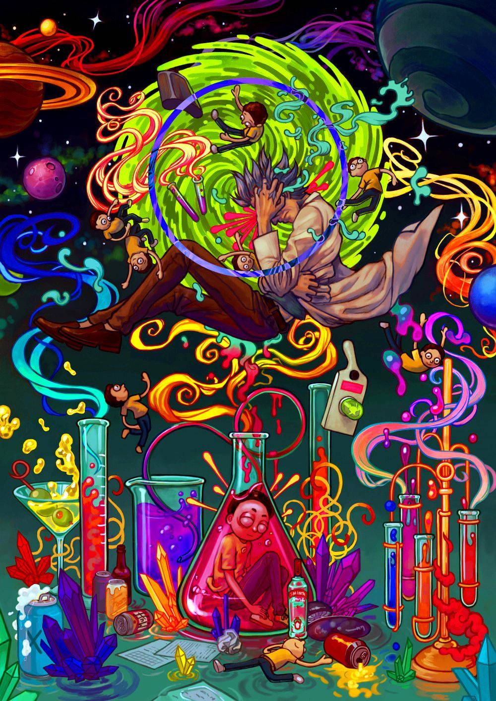 Rick And Morty Trippy Fan Art Wallpaper