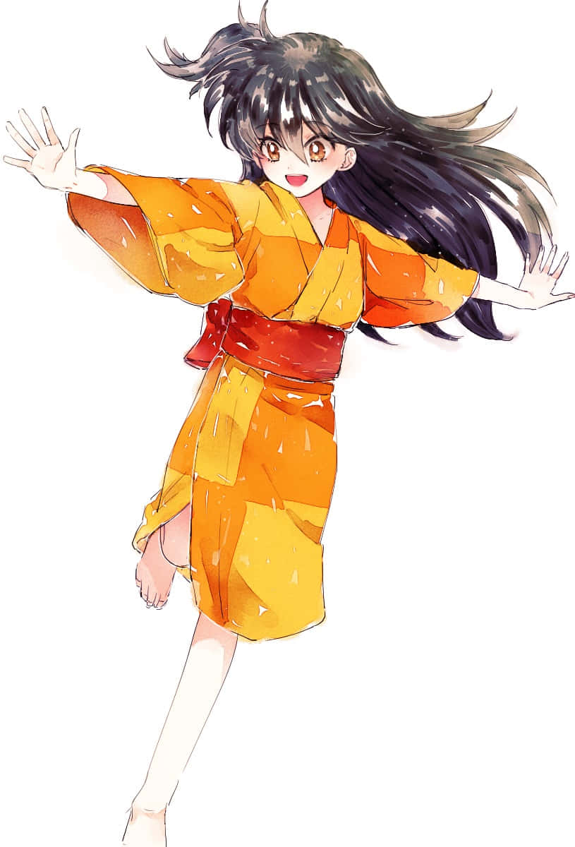 Rin Smiling With Inuyasha - A Heartwarming Moment From The Anime Inuyasha. Wallpaper