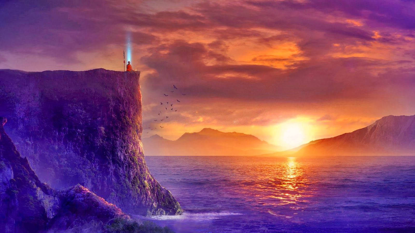 Rising Sun Facing A Cliff Wallpaper