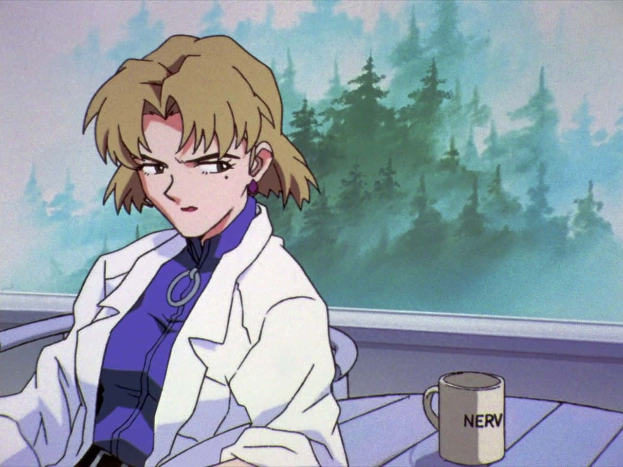 Ritsuko Akagi At Nerv Headquarters Wallpaper